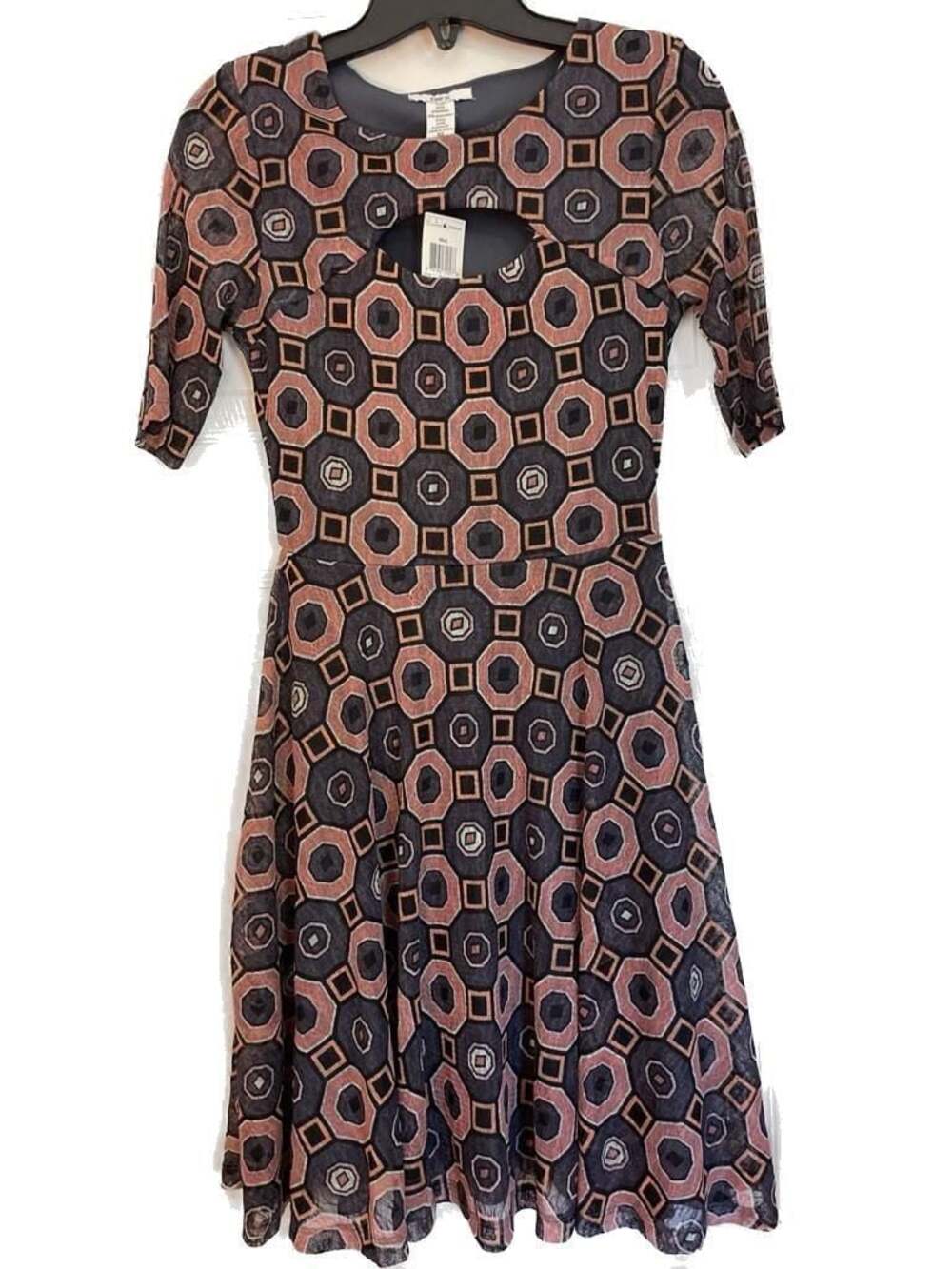 Bar III Geometric Cutout Fit & Flare Dress XS Magnet Combo New With Tags